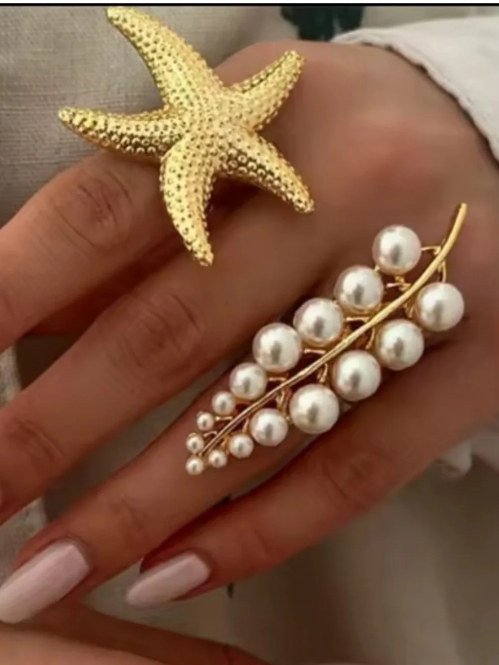 Modern Gold  Adjustable Starfish Ring